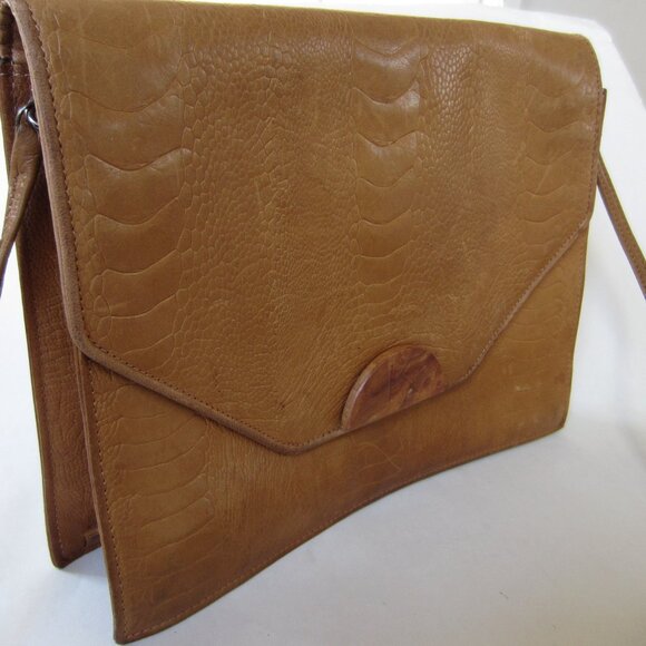 Vintage 1980’s Krizia Tan Leather Shoulder Bag Designer - Picture 11 of 12